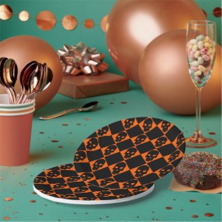 Halloween Black Skull Paper Plate