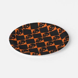 Halloween Black Skull Paper Plate