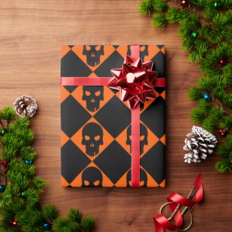 Halloween Black Skull Wrapping Paper