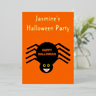 Halloween Black Spider Custom Foil Invitation