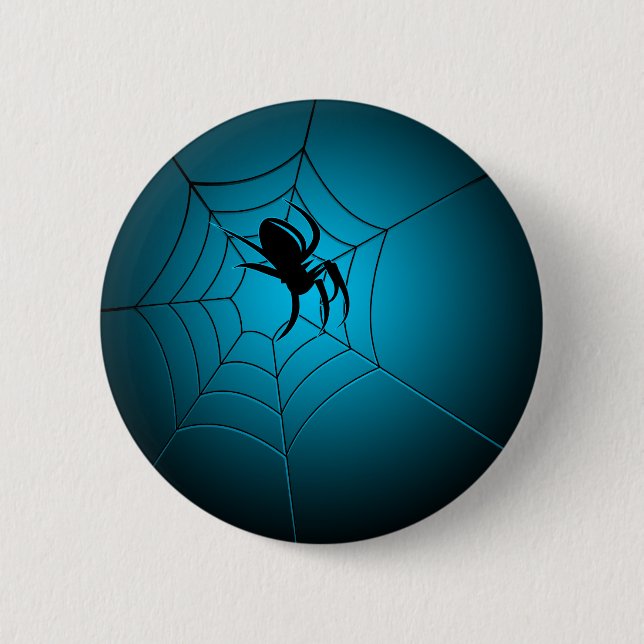 Halloween Black Spider on Web Pinback Button (Front)