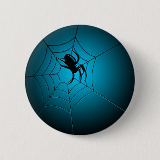 Halloween Black Spider on Web Pinback Button