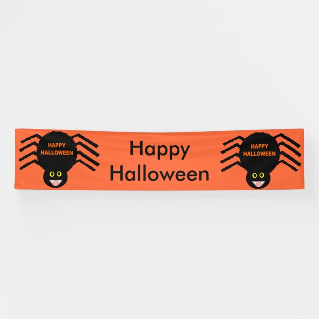 Halloween Black Spider Personalized Banner (Horizontal)