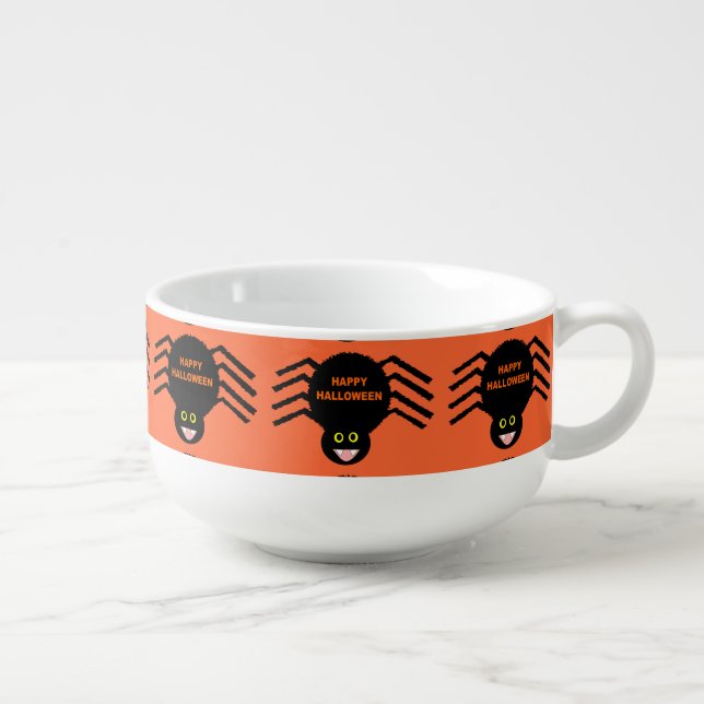 Halloween Black Spider Soup Mug (Left)