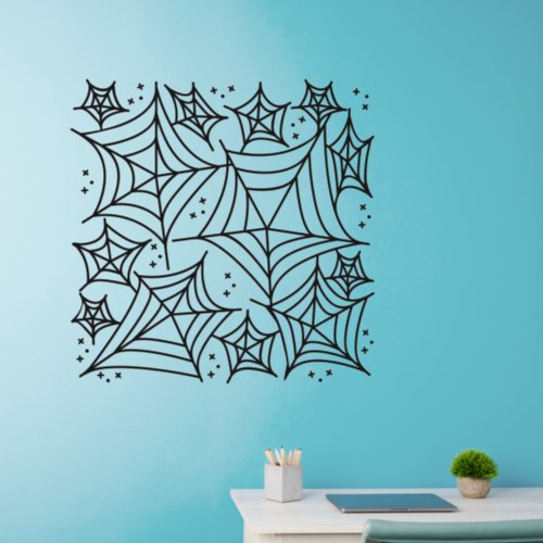 Halloween Black Spider Web 36 sq  Wall Decal