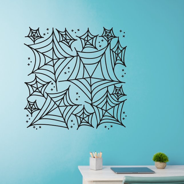 Halloween Black Spider Web 36" sq  Wall Decal (Home Office)