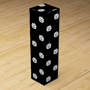 Halloween black white jack o lantern pattern cute wine box