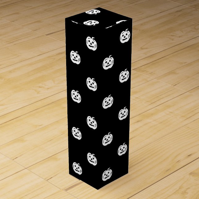 Halloween black white jack o lantern pattern cute wine box (Front)