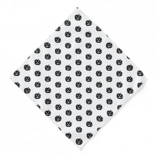 Halloween black white jack o lantern pattern dog bandana