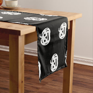 Halloween black white jack o lantern pattern short table runner