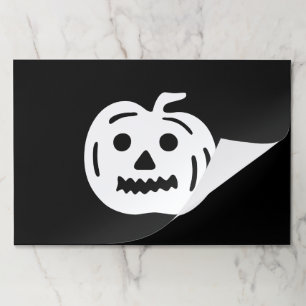 Halloween black white jack o lantern placemats
