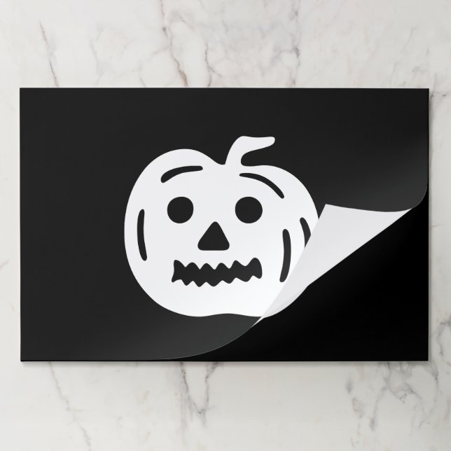 Halloween black white jack o lantern placemats (Folded)