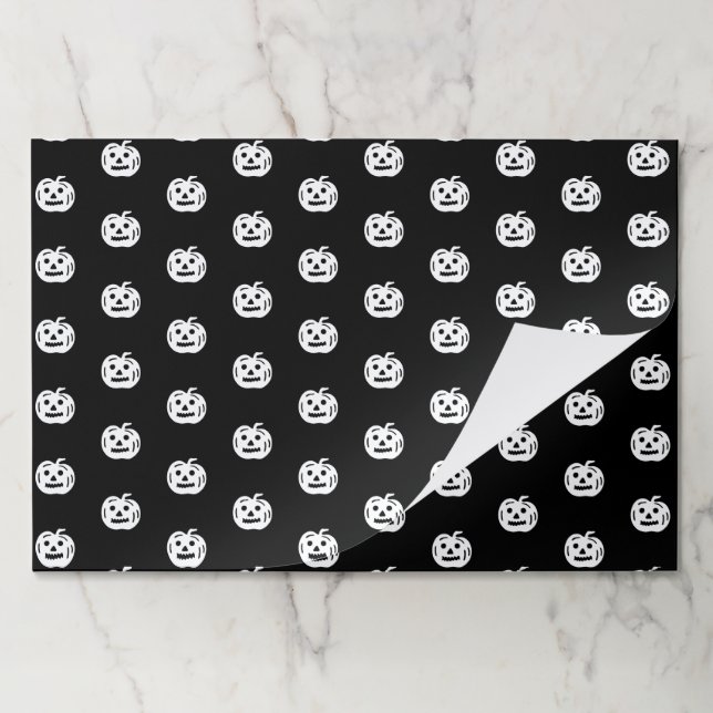 Halloween black white jack o lantern placemats (Folded)