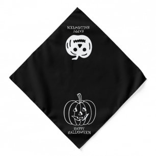 Halloween black white Jack o lantern pumpkin dog Bandana