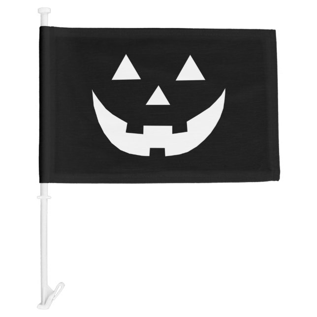 Halloween black white Jack o lantern pumpkin face Car Flag (Front)