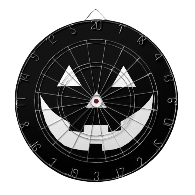 Halloween black white Jack o lantern pumpkin face Dart Board (Front)