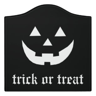 Halloween black white Jack o lantern pumpkin face Door Sign