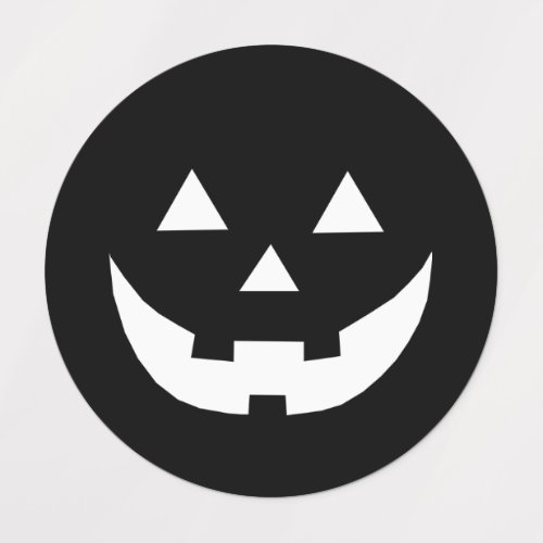 Halloween black white Jack o lantern pumpkin face Labels