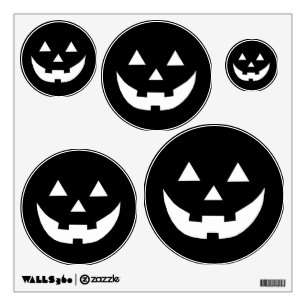 Halloween black white Jack o lantern pumpkin face Wall Decal