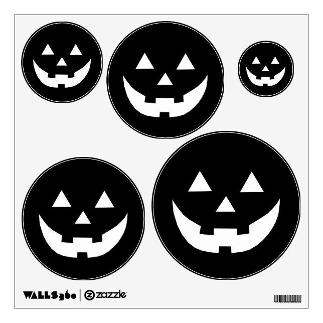 Halloween black white Jack o lantern pumpkin face Wall Decal (Front)