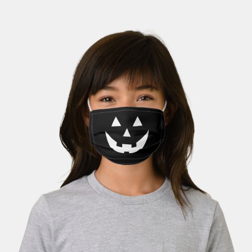 Halloween black white Jack o lantern pumpkin  Kids Cloth Face Mask