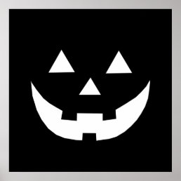 Halloween black white Jack o lantern pumpkin Poster