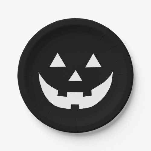 Halloween black white Jack o lantern scary funny Paper Plates