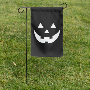 Halloween black white Jack o lantern scary Garden Flag