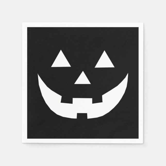 Halloween black white Jack o lantern scary paper Napkins (Front)