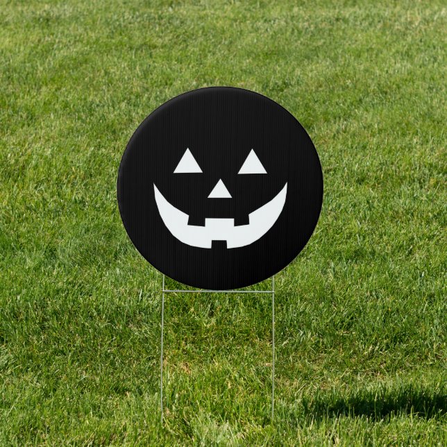 Halloween black white Jack o lantern scary Sign (Insitu)
