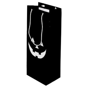 Halloween black white Jack o lantern scary treat Wine Gift Bag