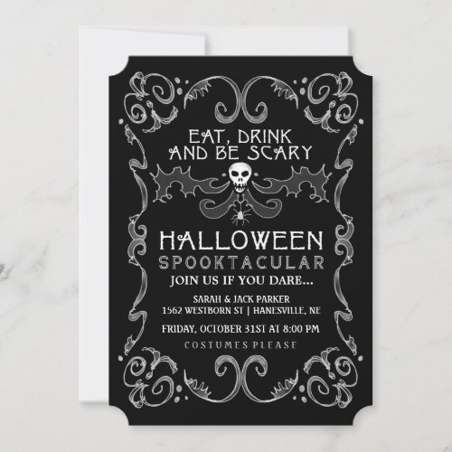 Halloween Black &amp; White Party Invitation