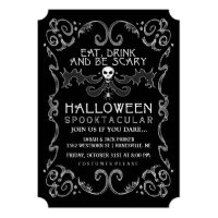 Halloween Black & White Party Invitation