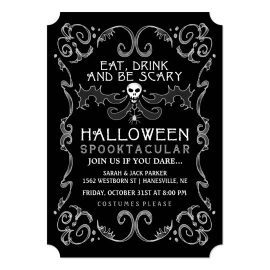 halloween black white party invitation zazzle com