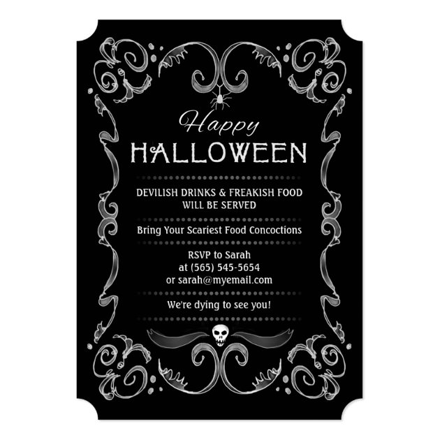 Halloween Black & White Party Invitation