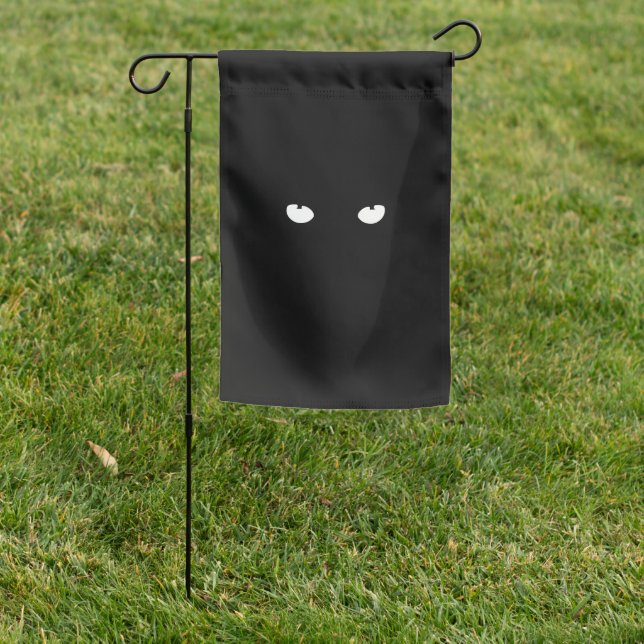 Halloween black white scary ghost eyes spooky garden flag (In SItu)