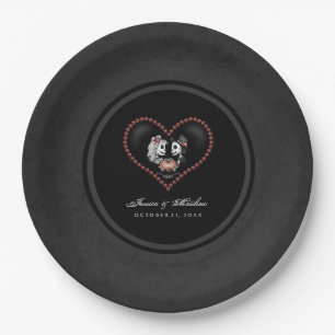 Halloween Black & White Skeletons Matching Wedding Paper Plates
