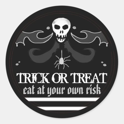 Halloween Black  White Skull Label Trick or Treat