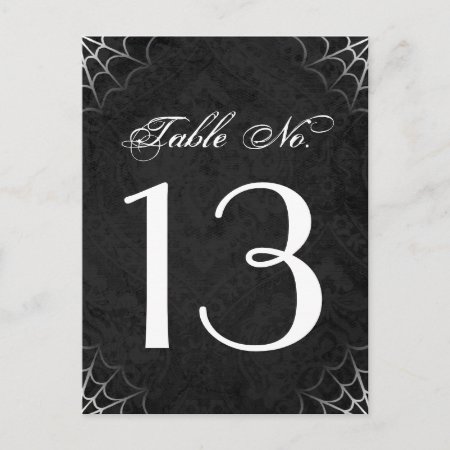Halloween Black White Spider Web Table Number Card