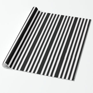 Halloween Black White Striped Gift Wrapping Paper
