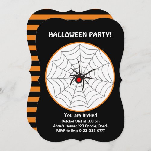 Halloween Black Widow Spider Invitation