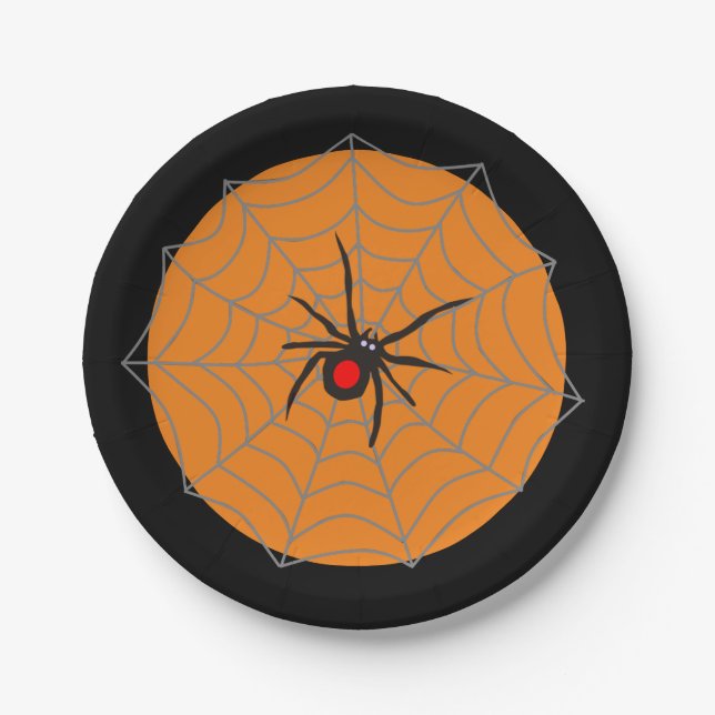 Halloween black widow spider paper plates (Front)