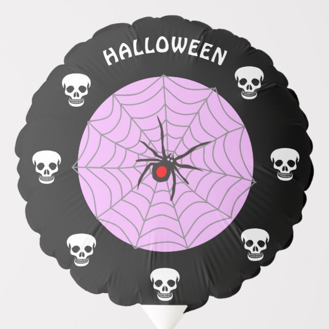 Halloween black widow spider & skulls balloon (Front)