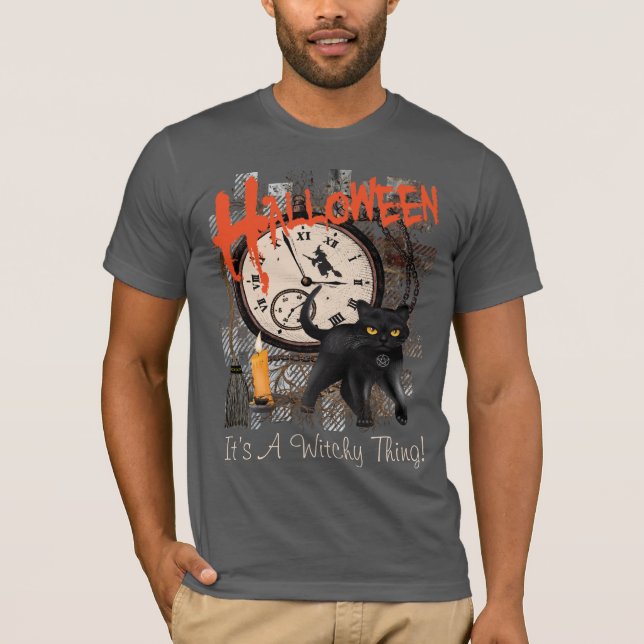 HALLOWEEN BLACK WITCHES CAT MEN'S T-Shirt (Front)