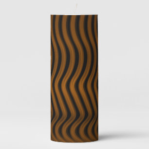 HALLOWEEN BLACK WITH ORANGE SWIRL LINES PILLAR CANDLE
