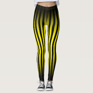 Halloween Black yelllow vertical stripes ombre Leggings
