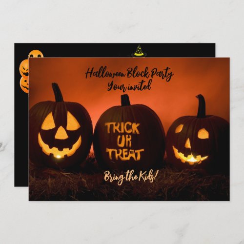 Halloween Block Party Pumpkins Balloons Halloween  Invitation