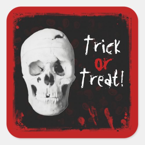 Halloween Blood and Skull Trick or Treat Sticker