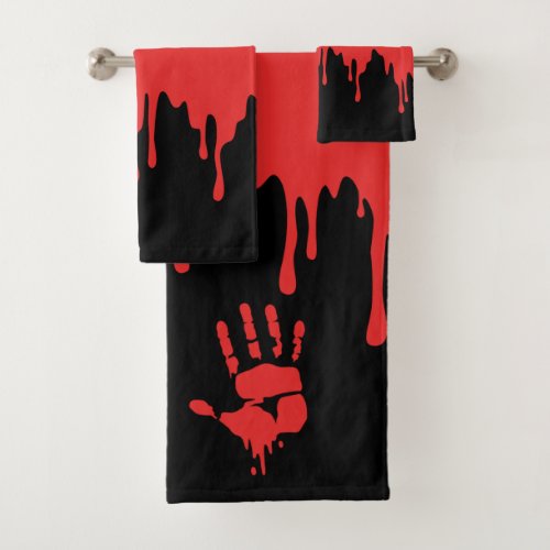 Halloween Blood Dripping Red Black Scary Bath Towel Set