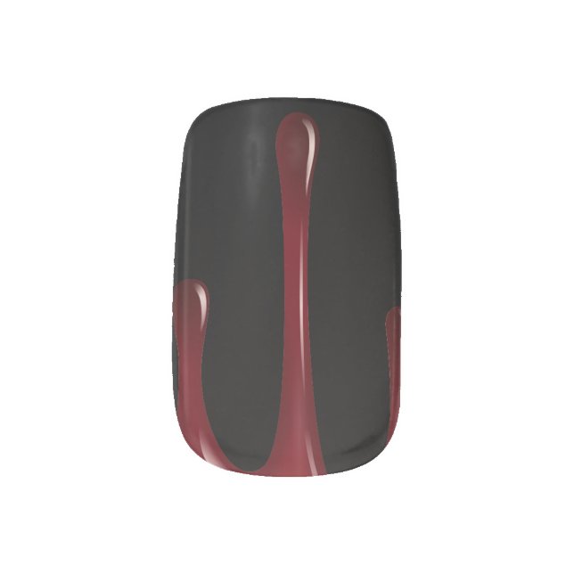 Halloween Blood Drips And Spider Web Minx Nail Art (Left Thumb)